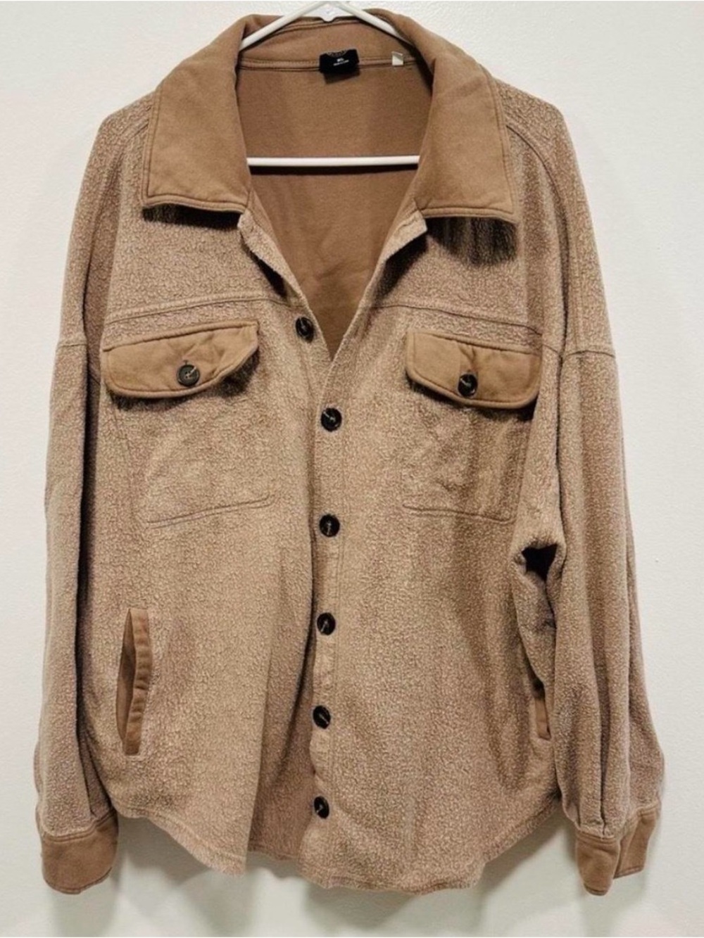 PacSun Men's Tan Sherpa Shirt Jacket